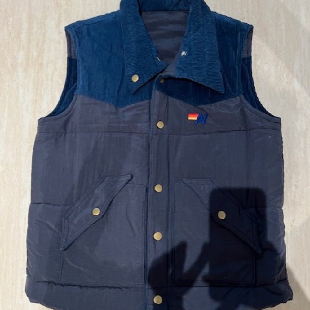 RARE Aviator Nation Navy and Blue-Gray Reversible Puffer Vest Unisex Size M HTF